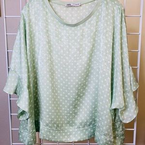 Zara Satin polka dot blouse
